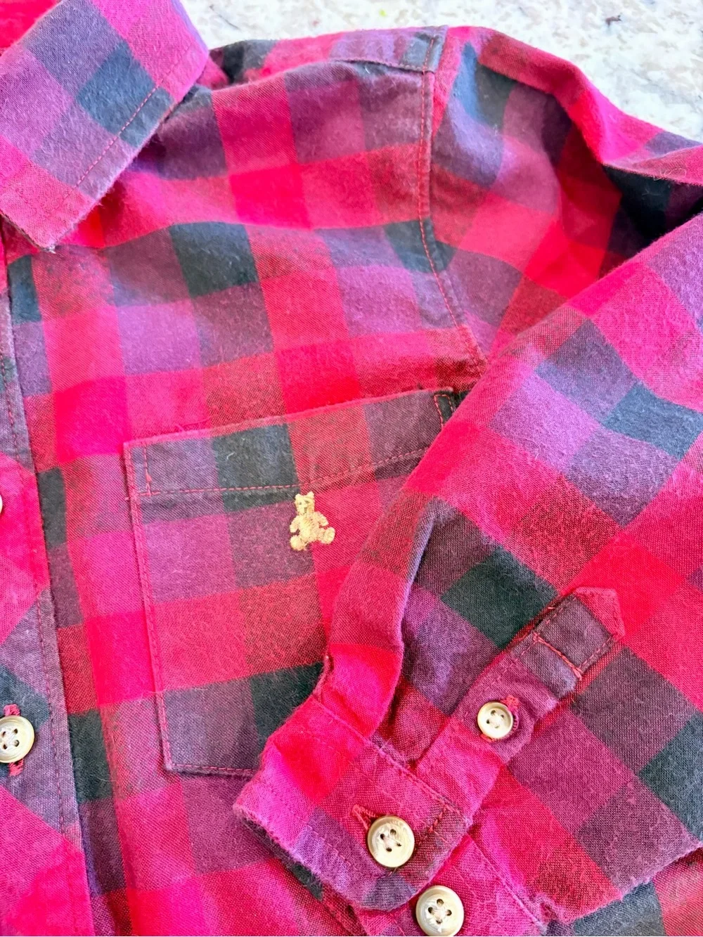 GAP Kids Red & Black Plaid Button-Down Shirt